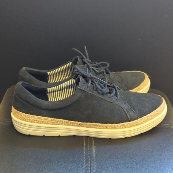 Clarks Navy Suede Marie Mist Espadrille Comfort Lace Up Derby Sneaker - Picture 3 of 6